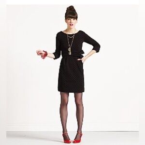Kate Spade Magdalena Black dress with Polka Dots, gold zipper
